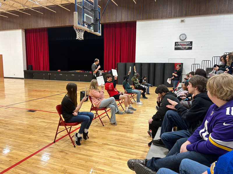 Middle School students playing a game