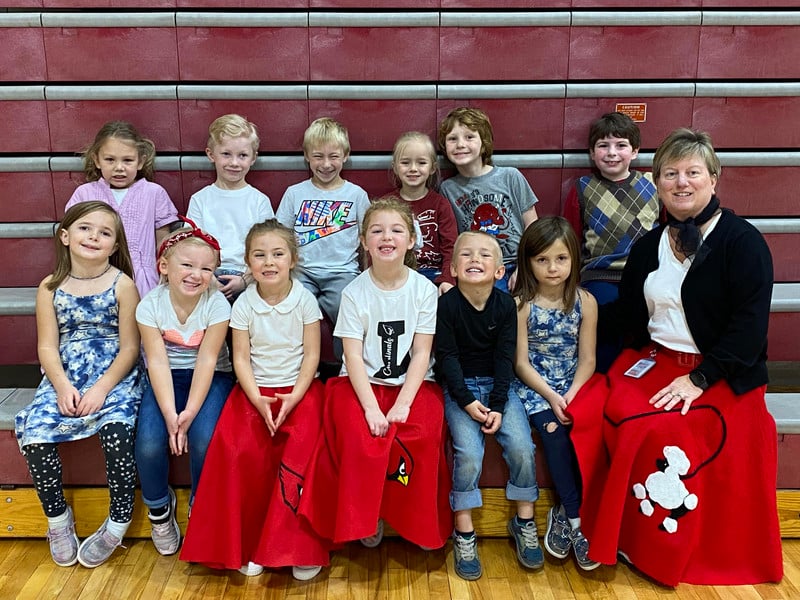 students wearing poodle skirts for 50's day