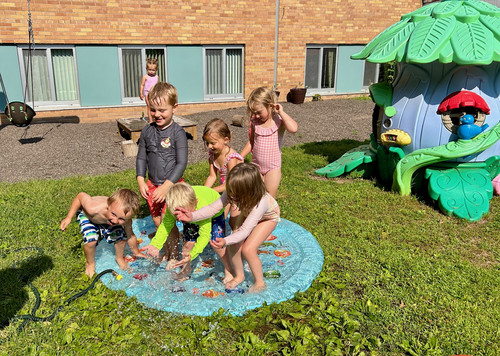 children playing in the water